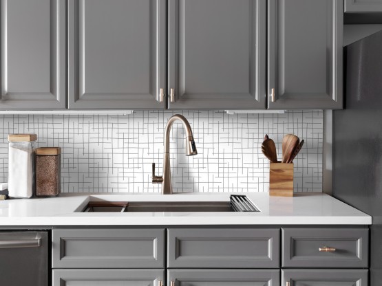 Crédence adhésive Lignes blanc - Le Grand Cirque Crédence adhésive Lignes blanc - CRV-LIG-WH - Le Grand Cirque