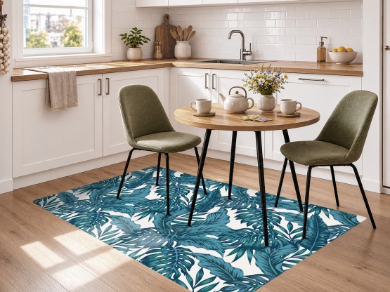 Tapis vinyle Palmeraie Bleu paon - TAV-PAL-PA - Le Grand Cirque