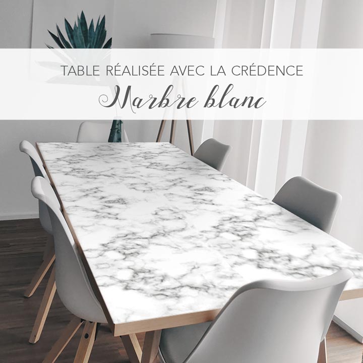 Table resurfacée avec crédence Marbre blanc Le Grand Cirque