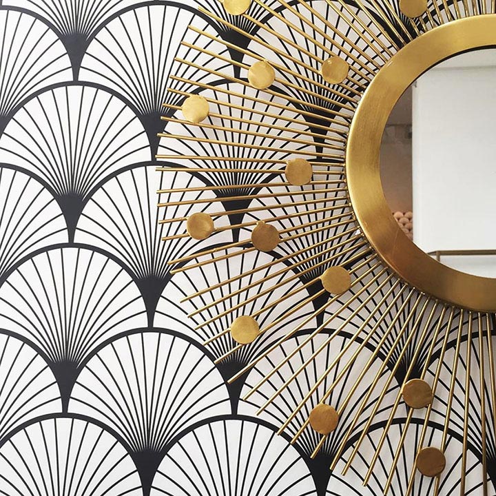 Papier peint Seigaiha noir et miroir pour la redoute Intérieurs