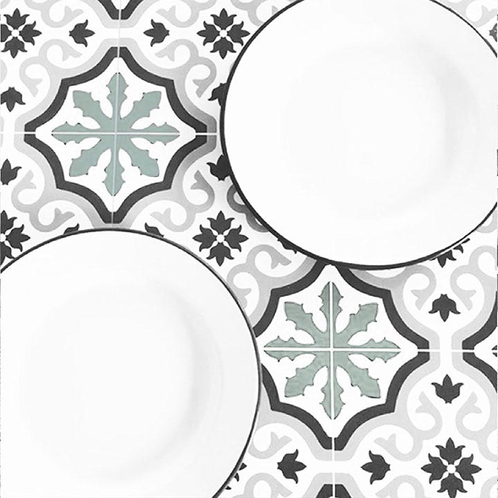 Motif Trianon Vert aqua sur table salle à manger